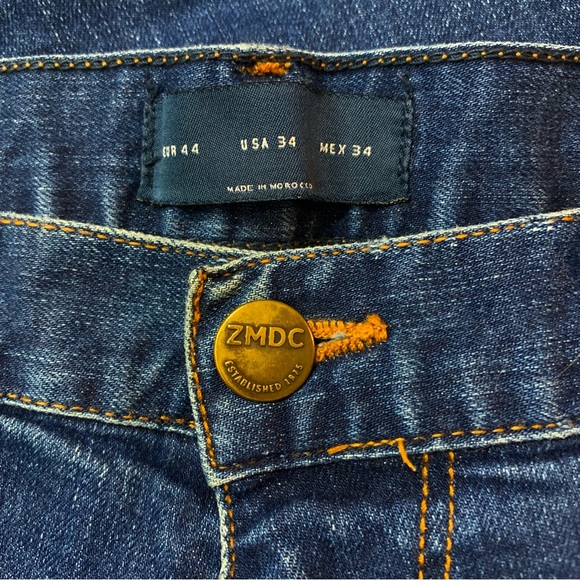 Men's ZARA MAN Indigo Blue STRETCH Mid Rise SLIM FIT Designer DENIM JEANS  34 - Picture 7 of 7